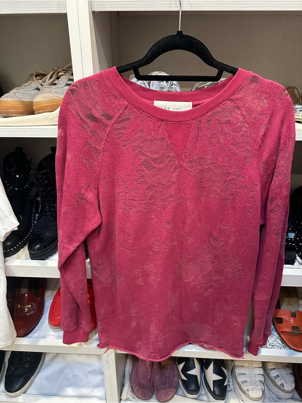 IRO Fuchsia Distressed mesh look